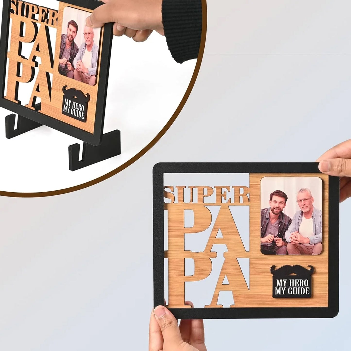 Super Papa Personalized Photo Frame for Father – Wooden Photo Frame Table Top | Father’s Day Gift, Dad Birthday Gift, Gifts for Papa