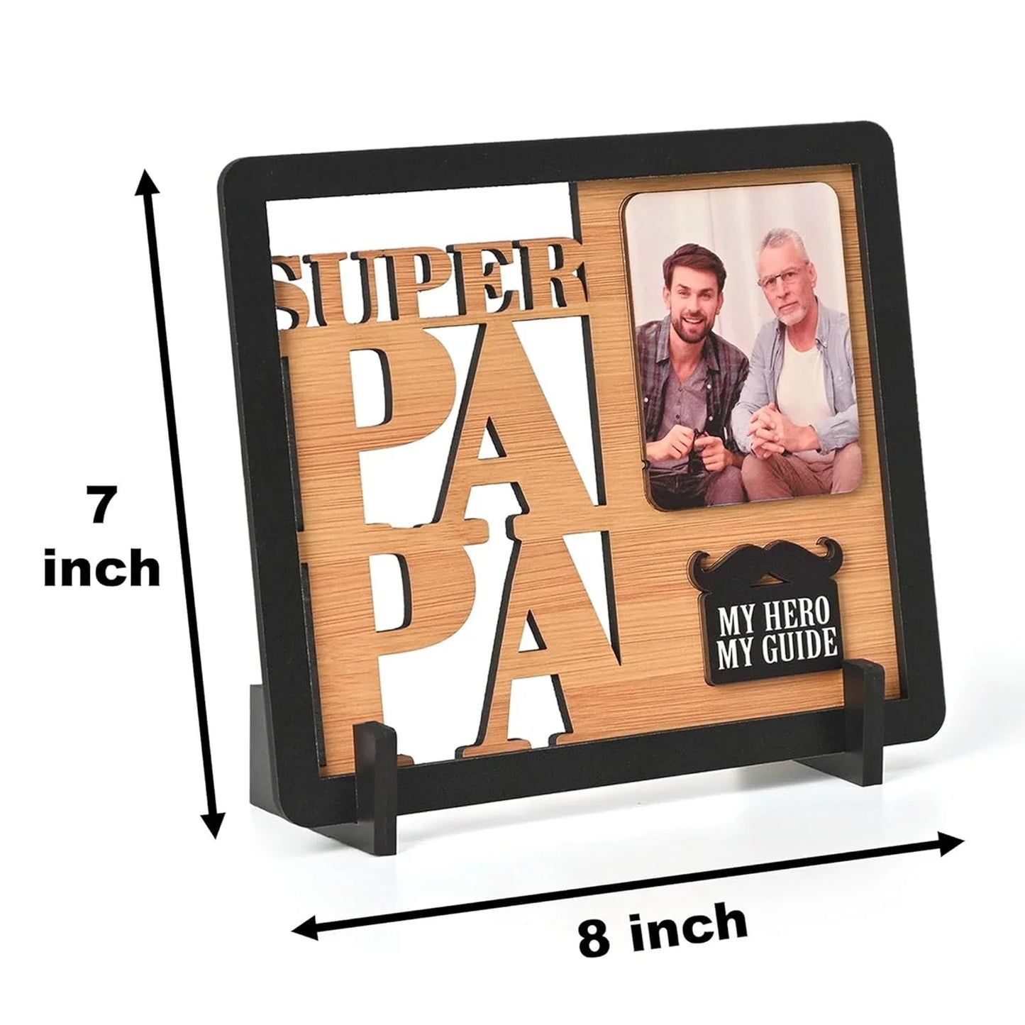 Super Papa Personalized Photo Frame for Father – Wooden Photo Frame Table Top | Father’s Day Gift, Dad Birthday Gift, Gifts for Papa