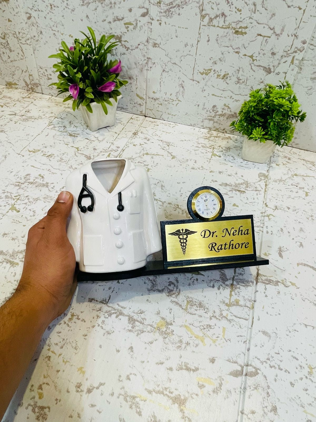 Doctor Pen Stand With Clock