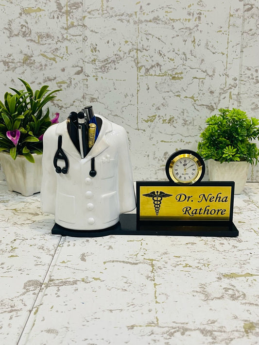 Doctor Pen Stand With Clock