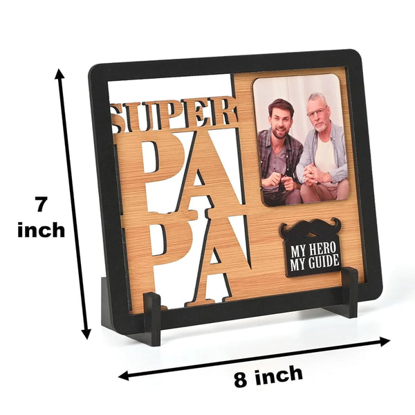 Super Papa Personalized Photo Frame for Father – Wooden Photo Frame Table Top | Father’s Day Gift, Dad Birthday Gift, Gifts for Papa