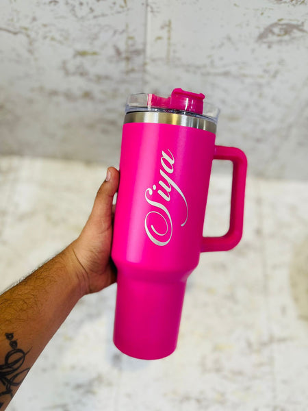 Personalized 1200 ML Stainless Steel Thermo Tumbler – Dark Pink