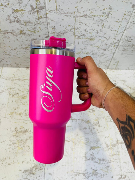 Personalized 1200 ML Stainless Steel Thermo Tumbler – Dark Pink