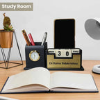Personalized Wooden Clock Pen Stand