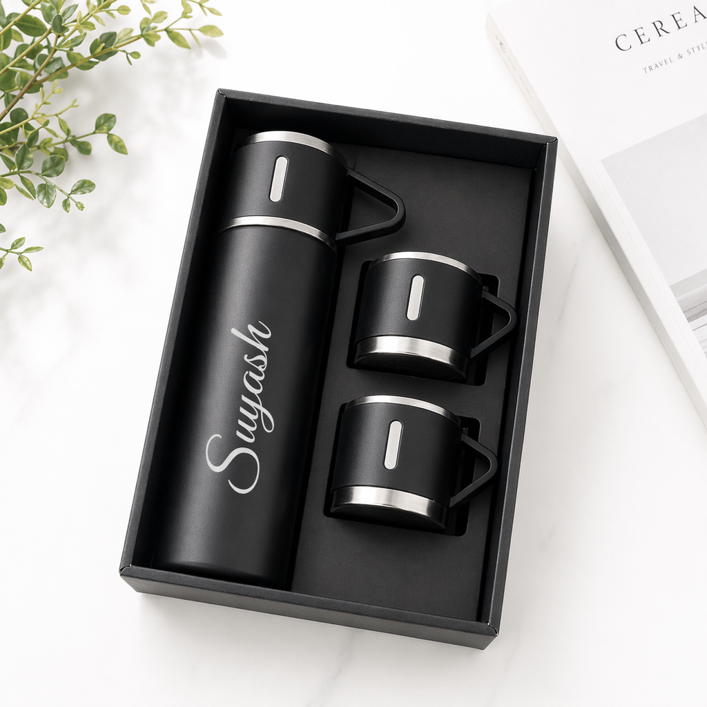 💖 Personalized Vacuum Flask Gift Set – Custom Name Engraved