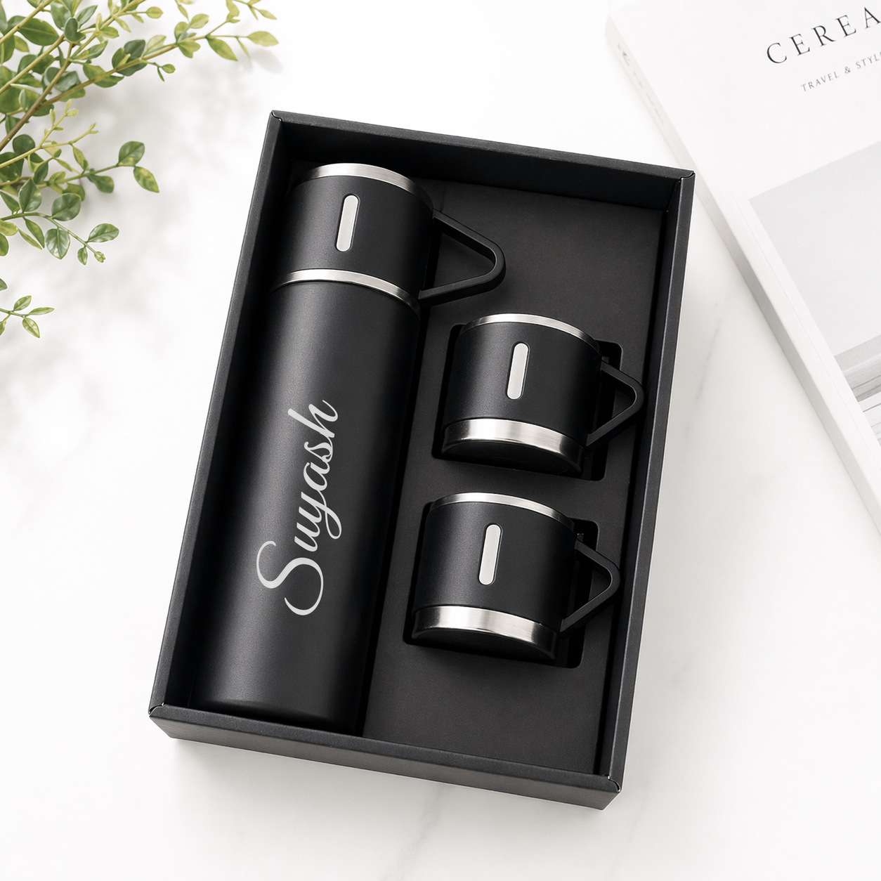 💖 Personalized Vacuum Flask Gift Set – Custom Name Engraved