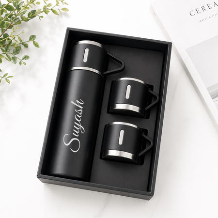 💖 Personalized Vacuum Flask Gift Set – Custom Name Engraved