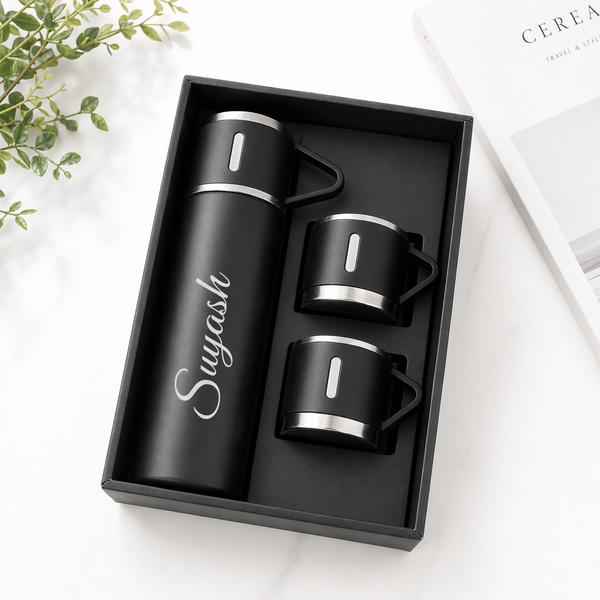 💖 Personalized Vacuum Flask Gift Set – Custom Name Engraved