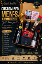 Customized Men’s Wallet Combo Gift Hamper with Name Print | Birthday Gift for Him