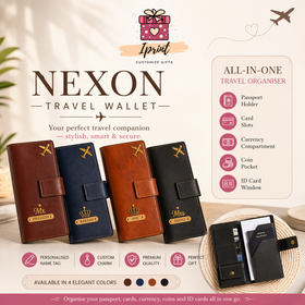 NEXON Personalized Travel Wallet | Passport Holder Organizer with Name & Charm