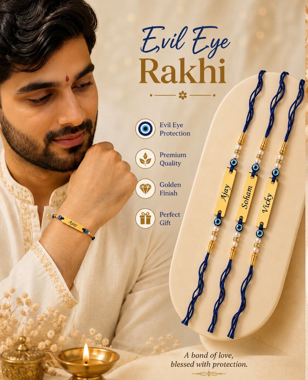 Personalized Evil Eye Name Rakhi