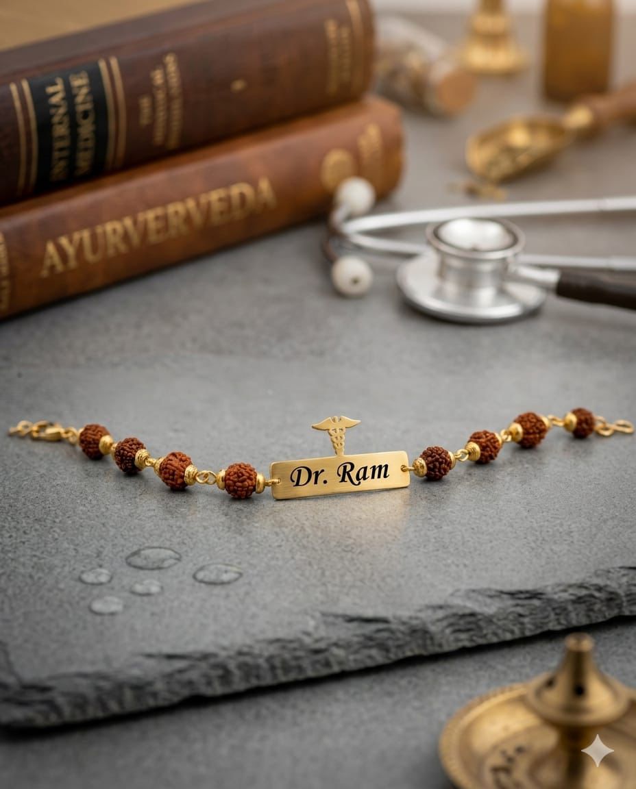Personalized Professional Rudraksh Rakhi with Name – Doctor | CA | Advocate