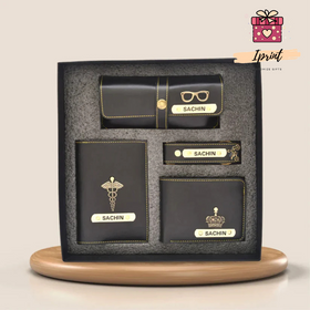 Personalized Men’s Premium Gift Combo (Wallet + Passport + Sunglass Case + Keychain)