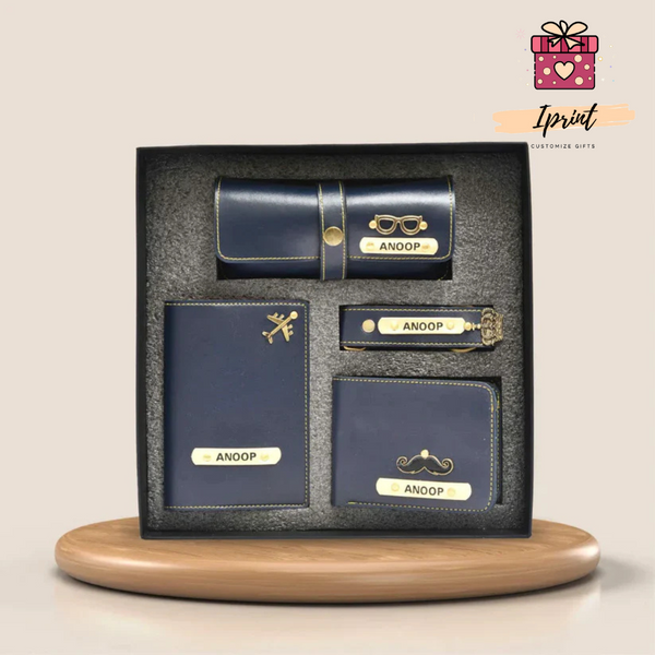Personalized Men’s Premium Gift Combo (Wallet + Passport + Sunglass Case + Keychain)