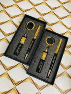 Gold flake pen keychain combo