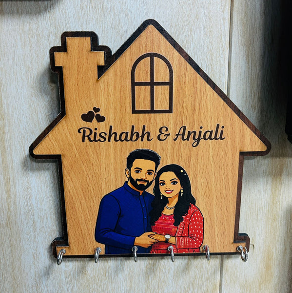 🏡 Personalised MDF Wooden Key Holder with Name & Photo