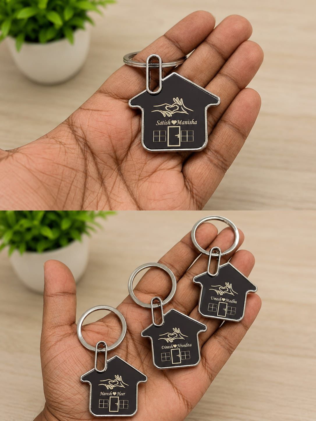 💖 Personalized Couple Name Keychain with home Design – A Perfect Gift for Your Loved One
