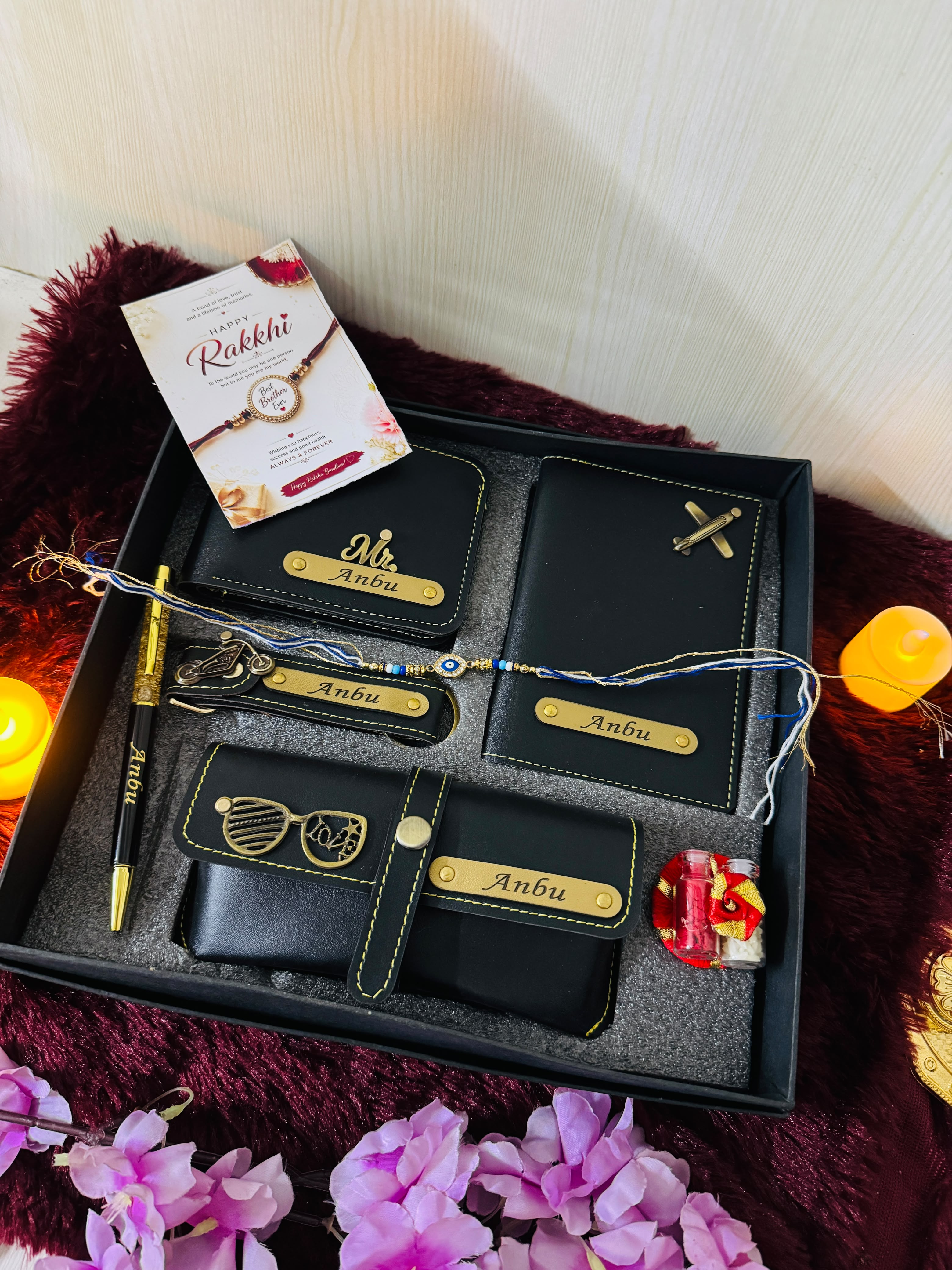 Customized Essential Wallet Combo for Brother – Personalized Rakhi Gift Hamper
