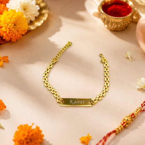 Sleek Chain Name Rakhi – Personalized Stainless Steel Rakhi